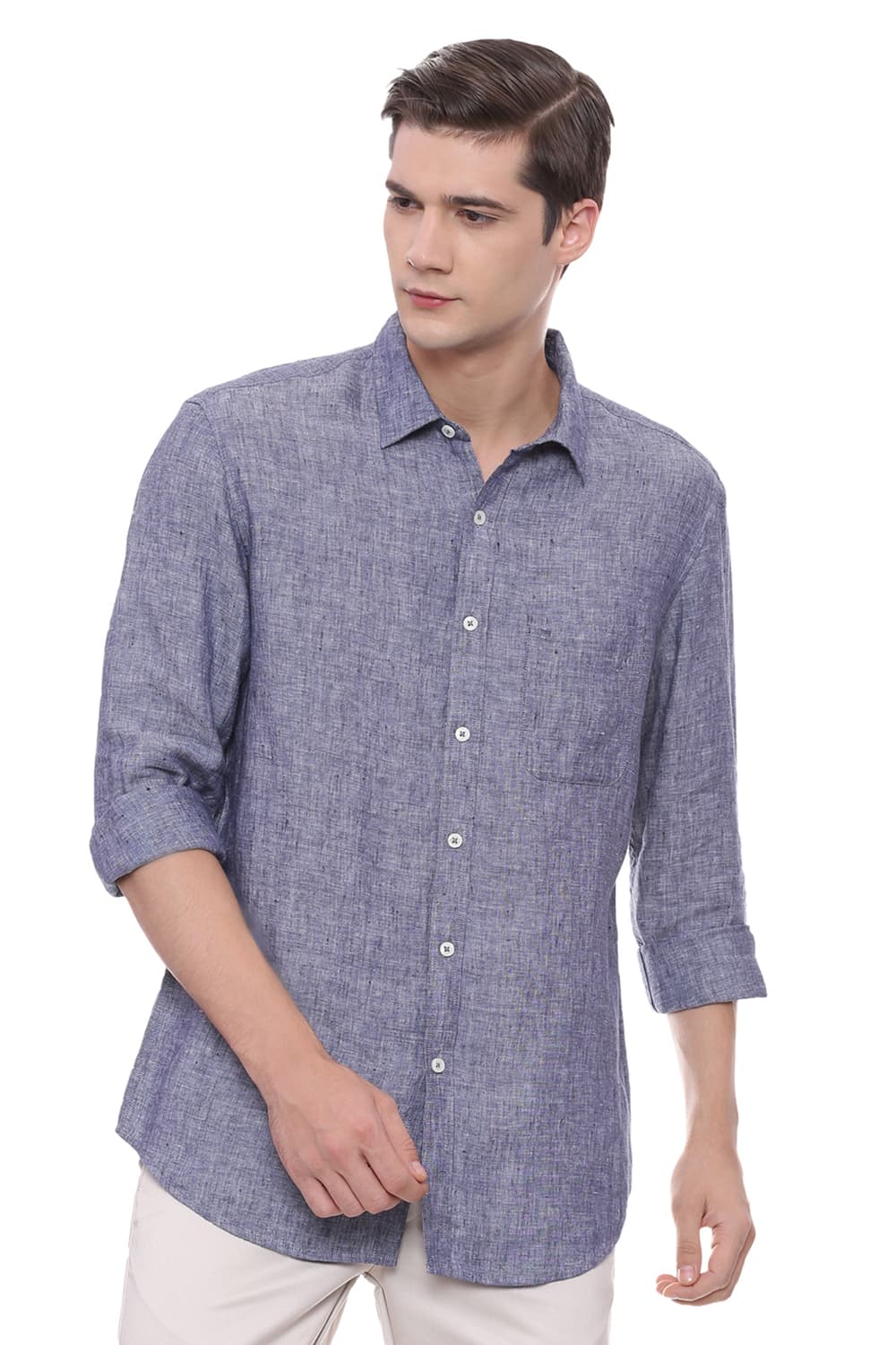 BASICS SLIM FIT LINEN SHIRT