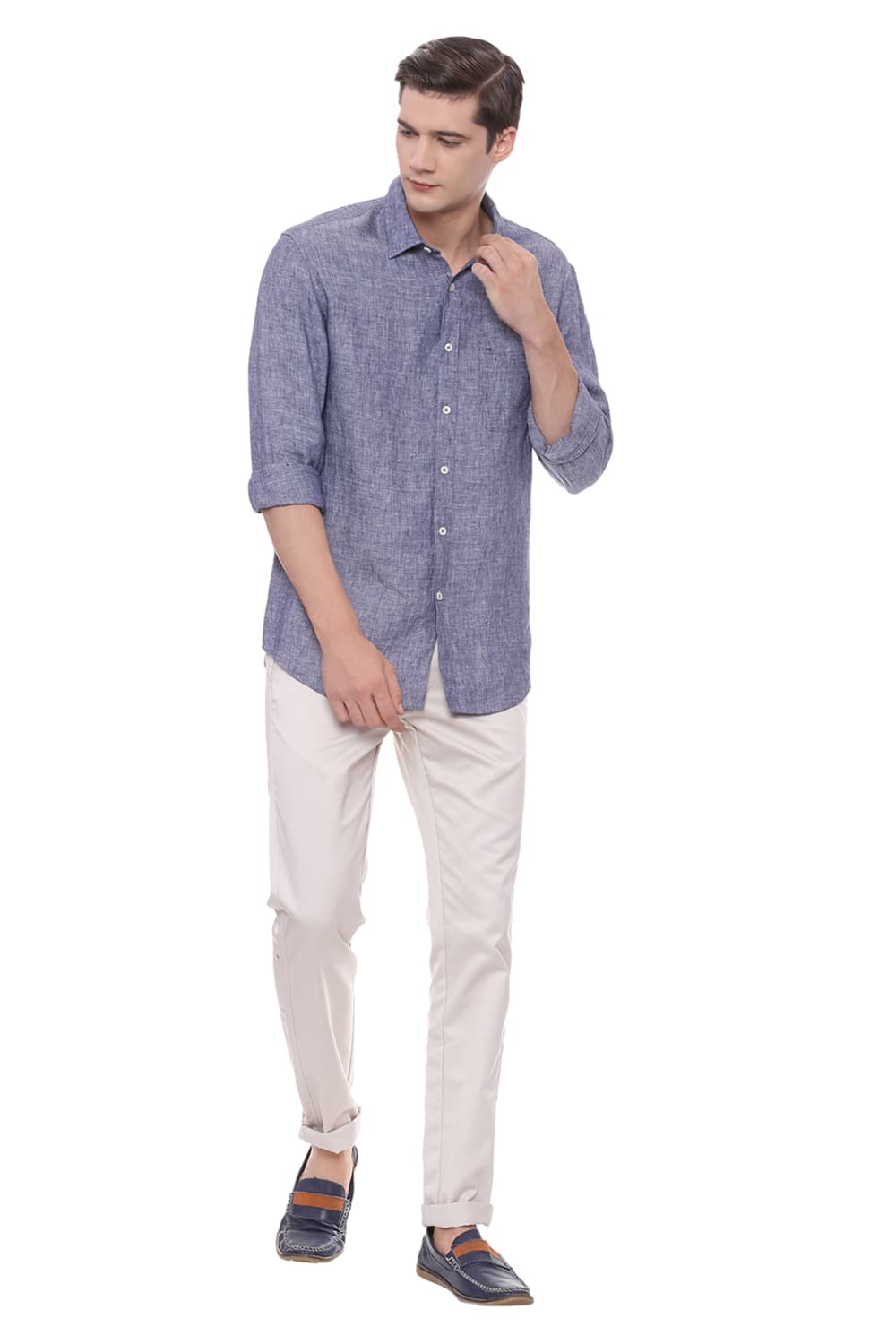 BASICS SLIM FIT LINEN SHIRT