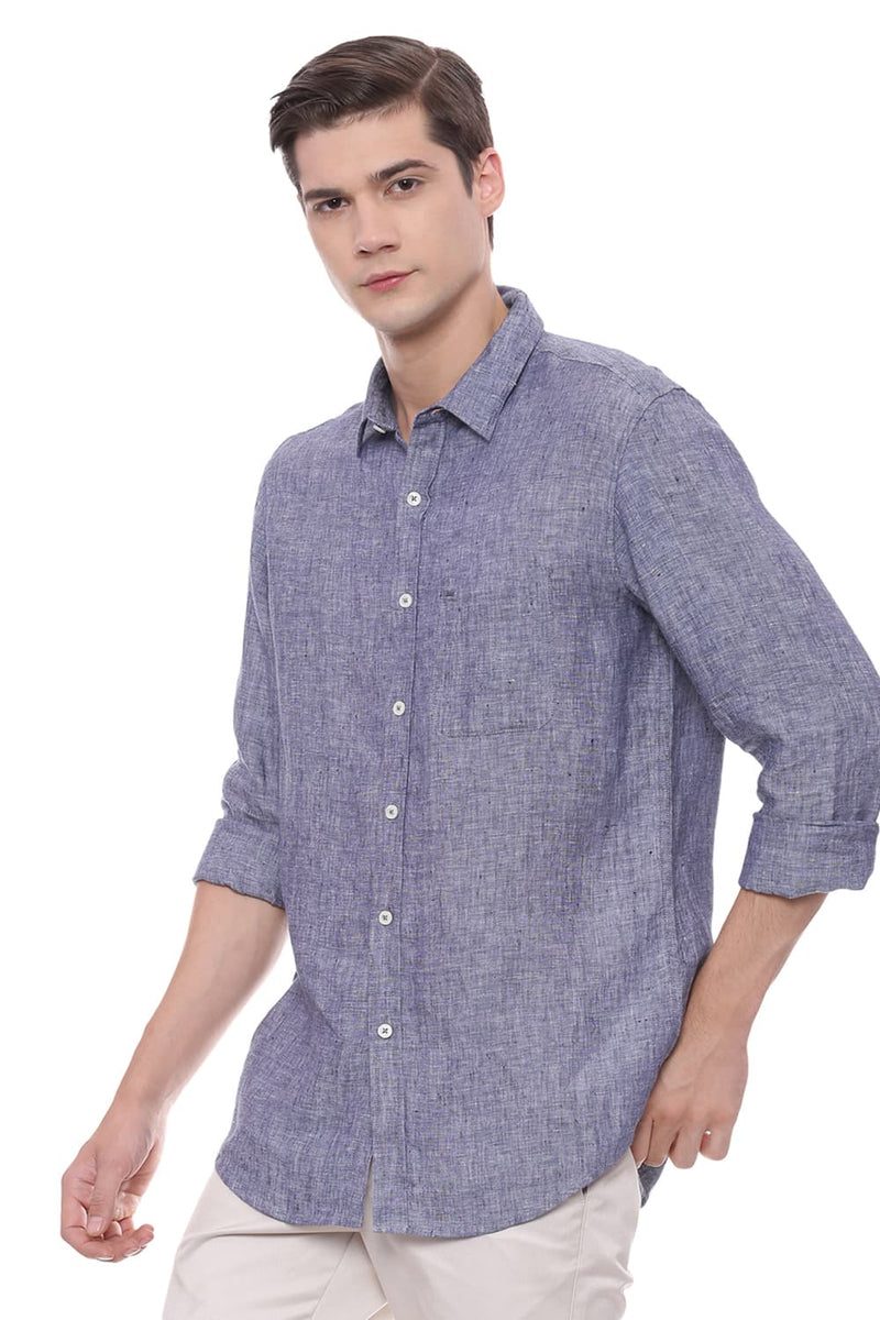 BASICS SLIM FIT LINEN SHIRT