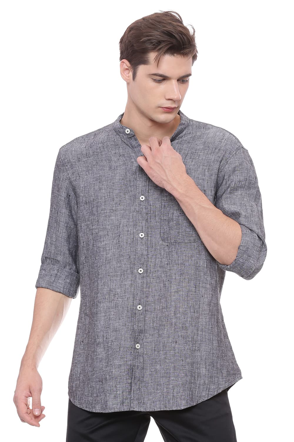 BASICS SLIM FIT LINEN SHIRT