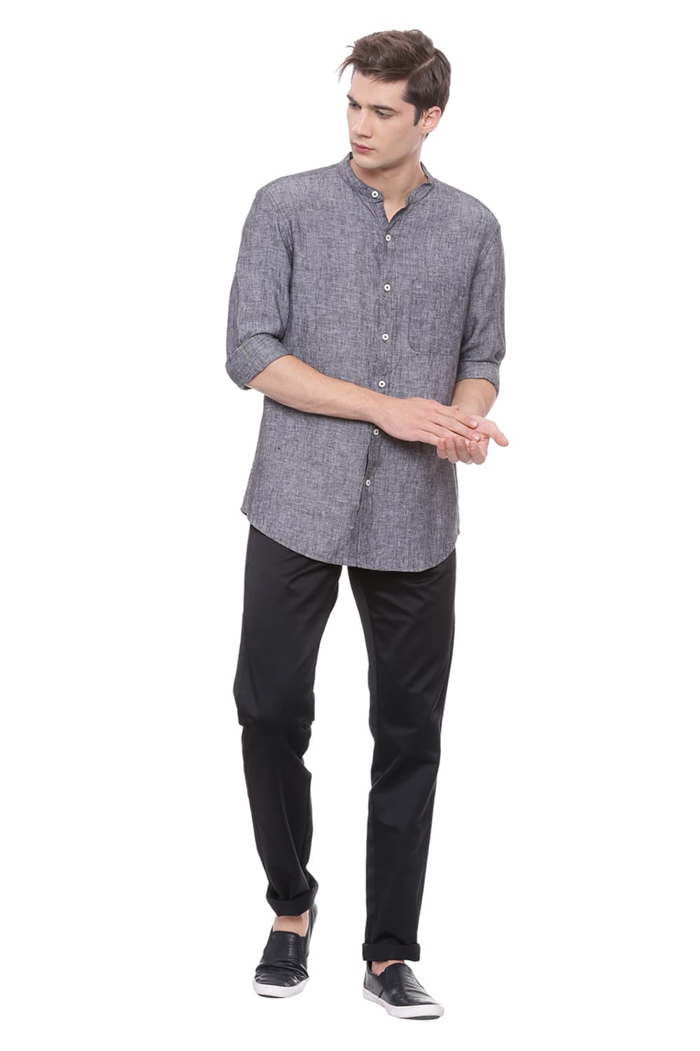 BASICS SLIM FIT LINEN SHIRT