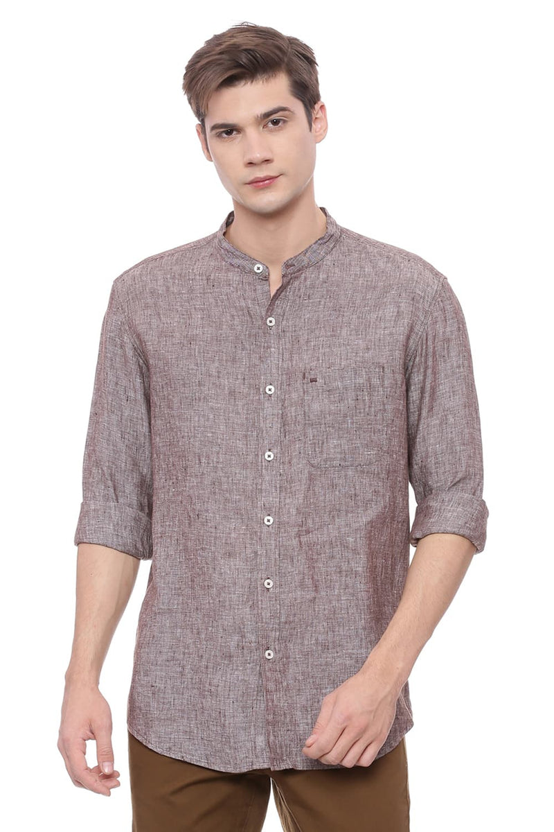 BASICS SLIM FIT LINEN SHIRT