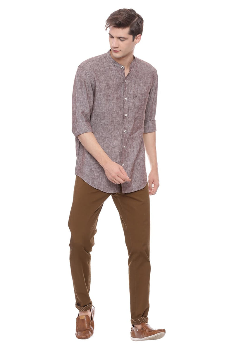 BASICS SLIM FIT LINEN SHIRT