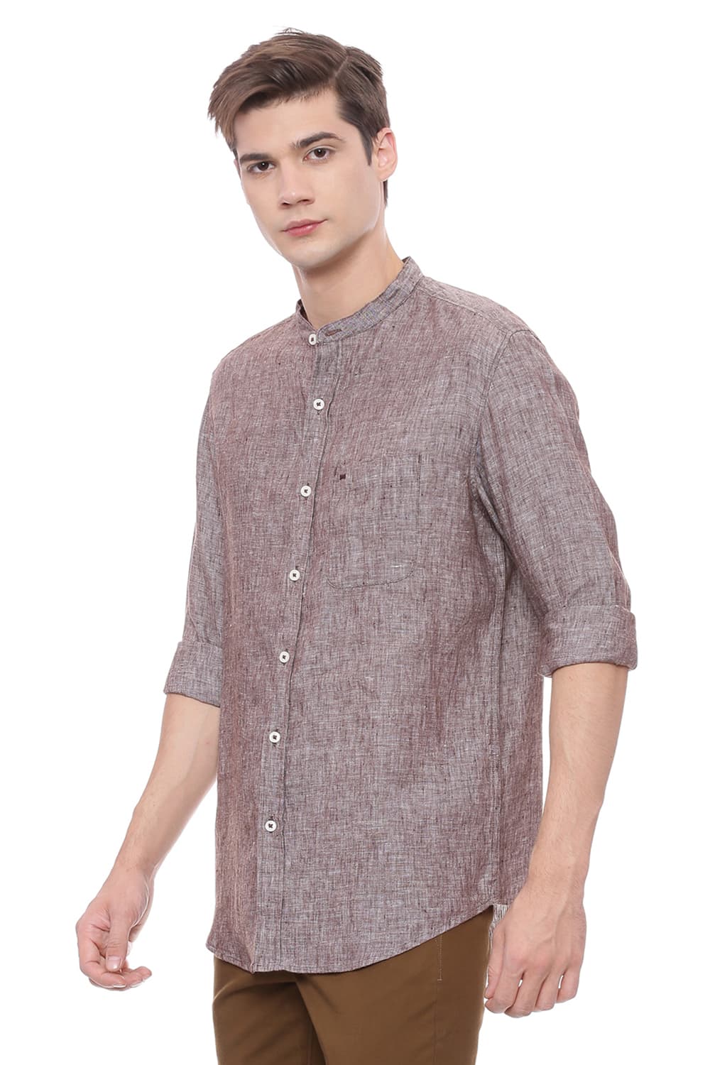 BASICS SLIM FIT LINEN SHIRT