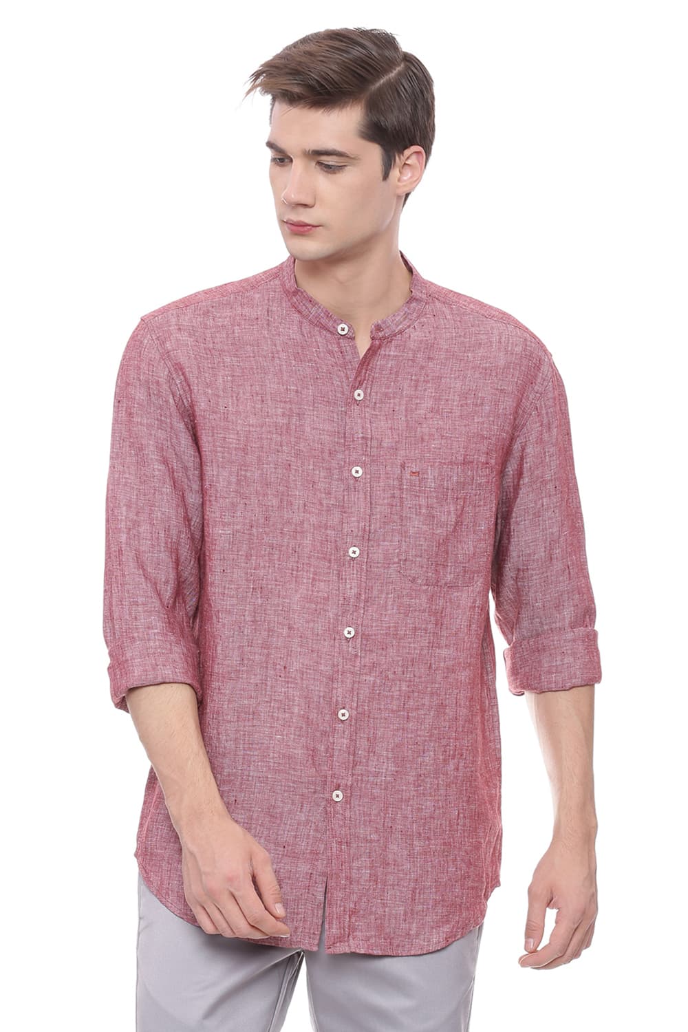 BASICS SLIM FIT LINEN SHIRT