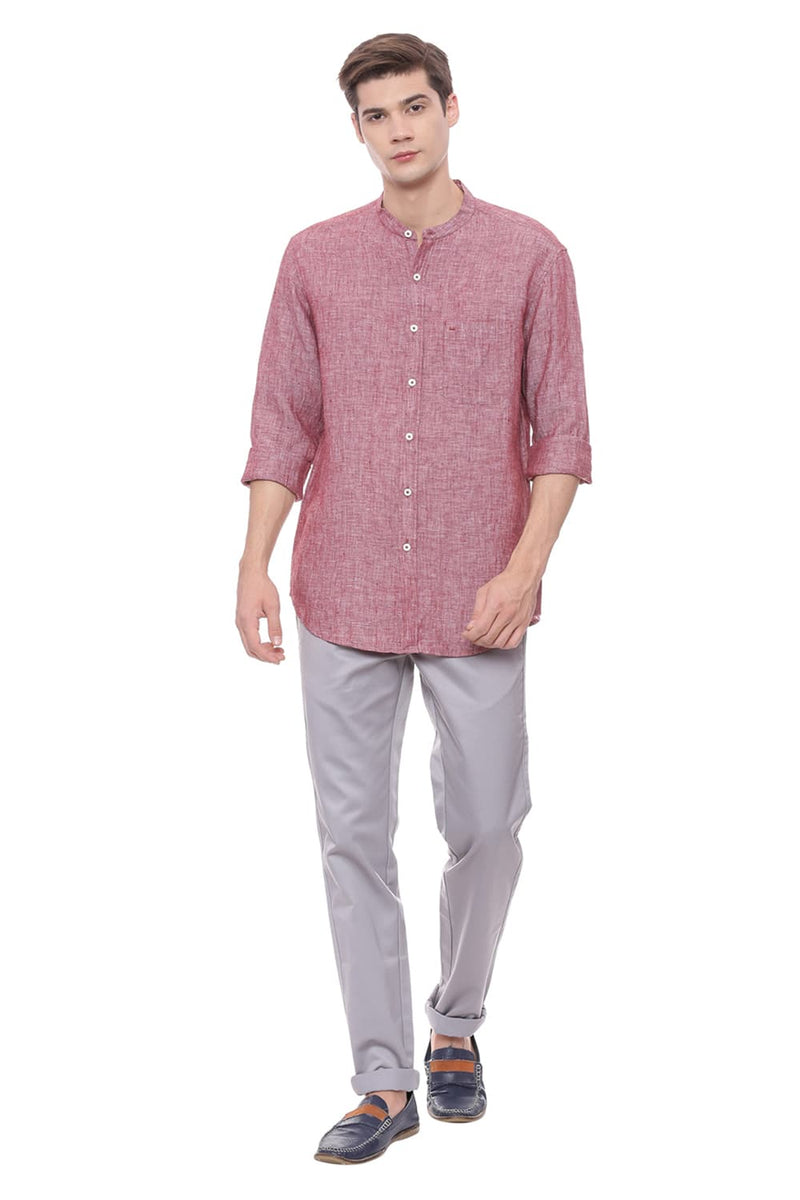 BASICS SLIM FIT LINEN SHIRT