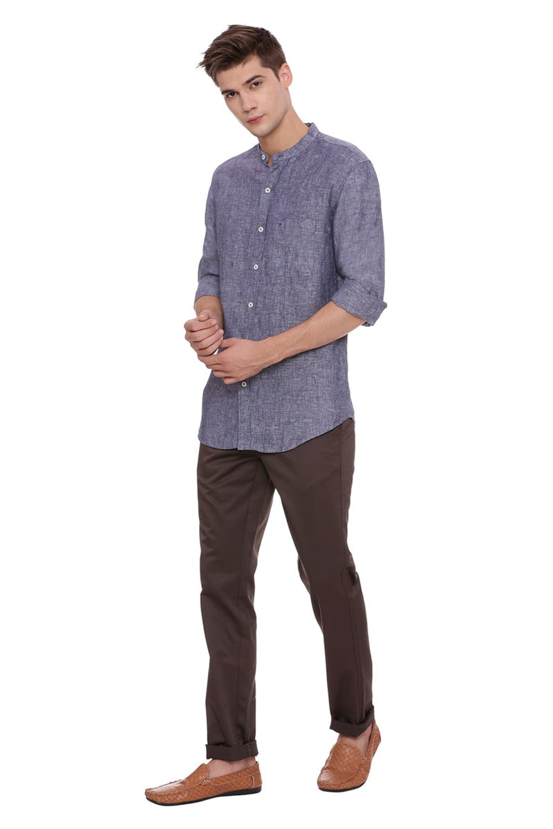 BASICS SLIM FIT LINEN SHIRT