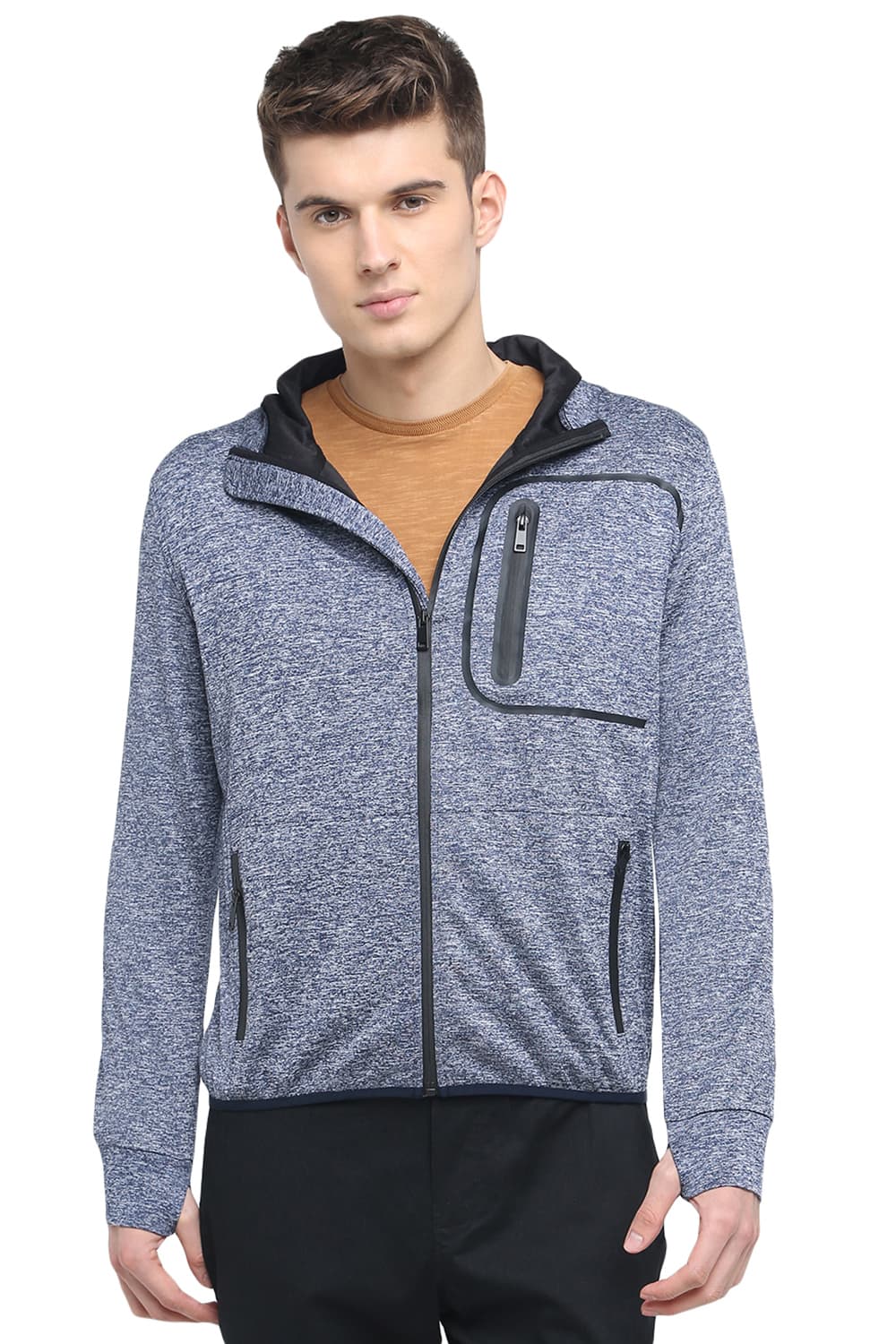 BASICS MUSCLE FIT HOODED KNIT JACKET