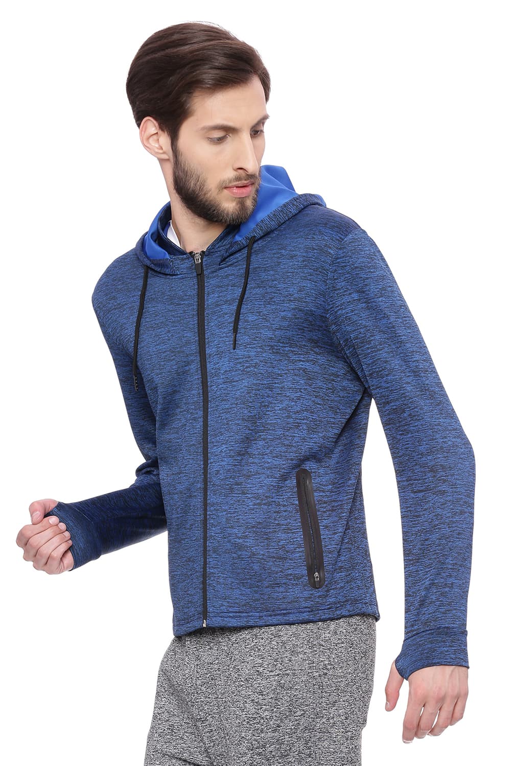 BASICS MUSCLE FIT HOODED KNIT JACKET