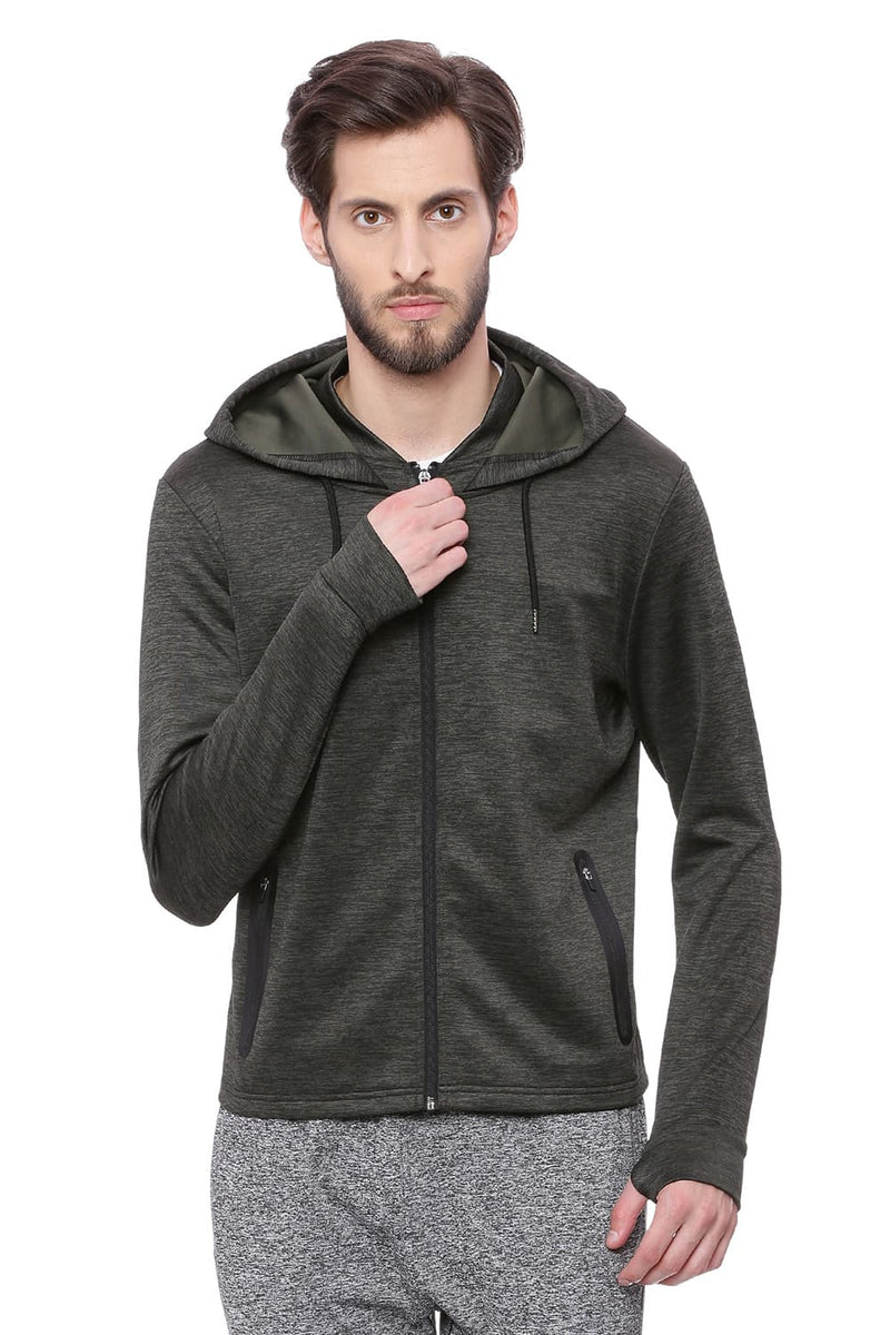 BASICS MUSCLE FIT HOODED KNIT JACKET