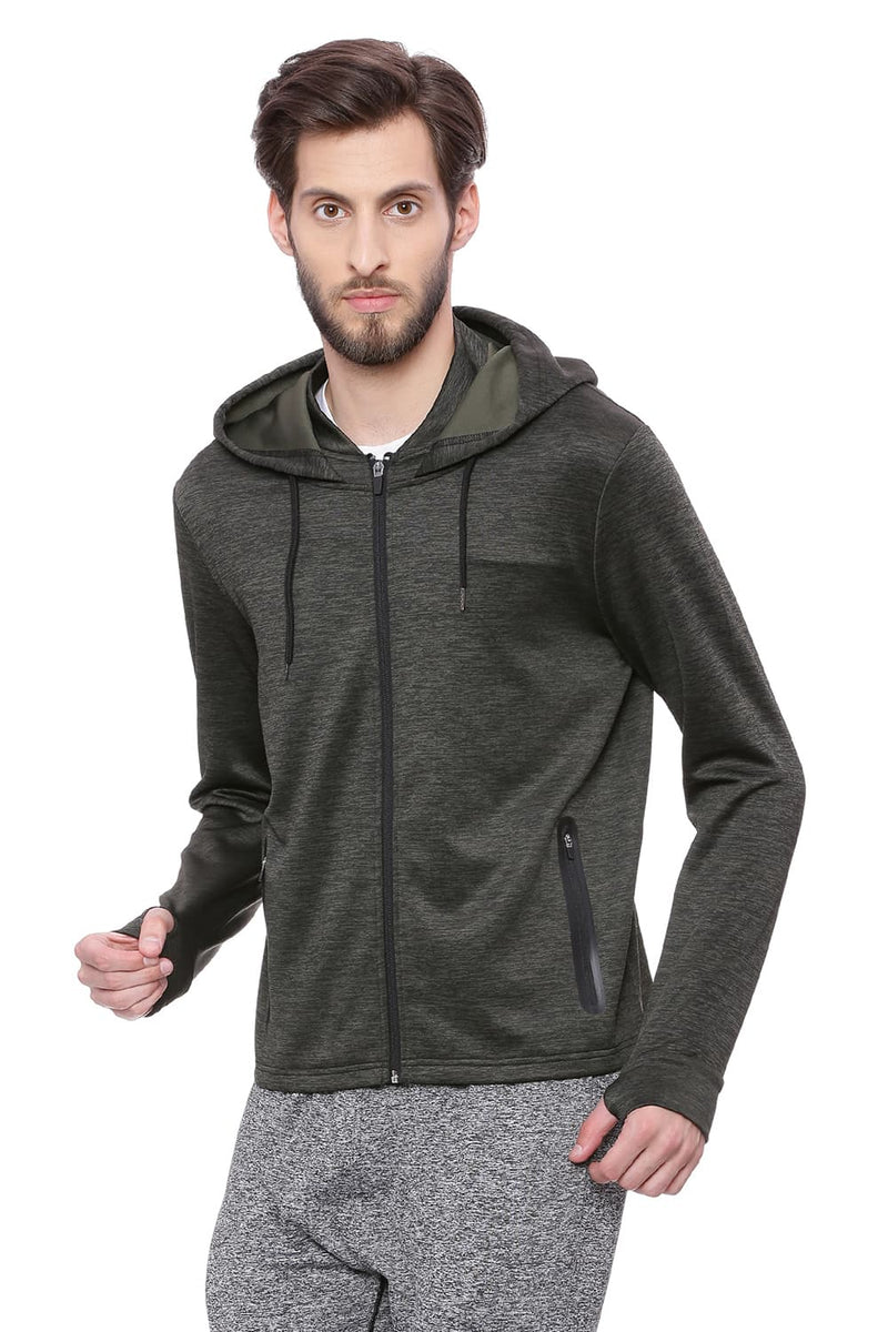 BASICS MUSCLE FIT HOODED KNIT JACKET