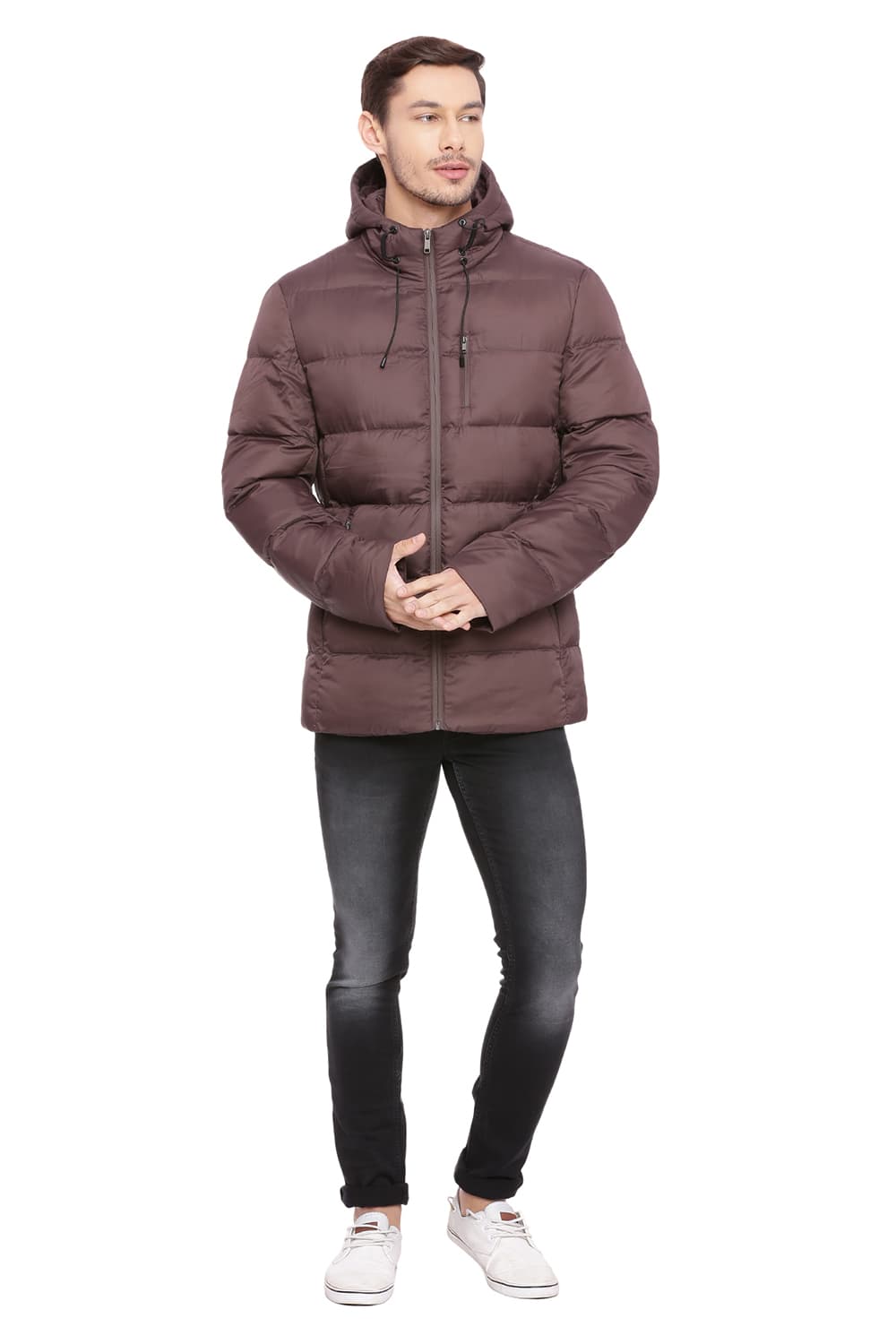 BASICS COMFORT FIT HOODED POLY FILL JACKET