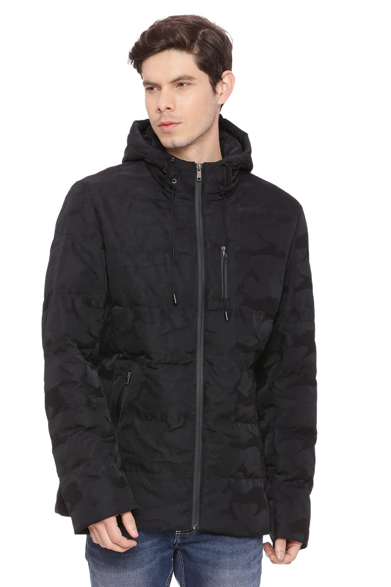 BASICS COMFORT FIT HOODED POLY FILL JACKET