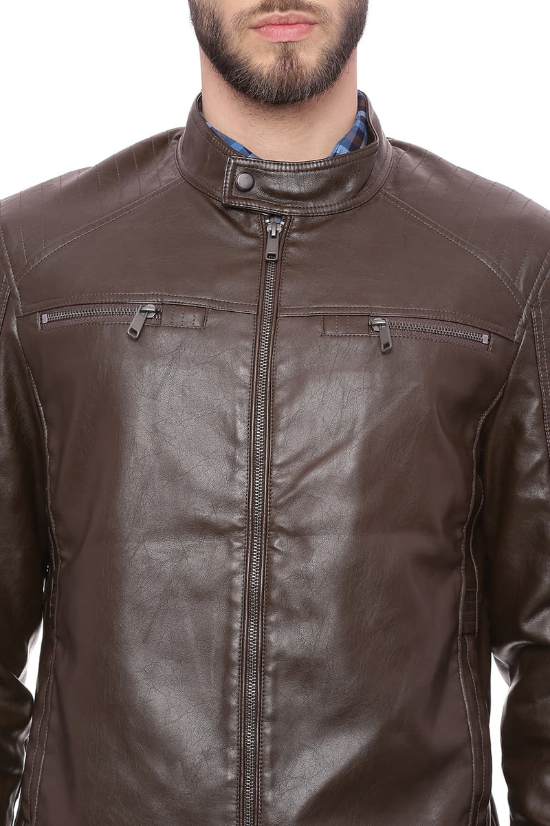 BASICS COMFORT FIT FAUX LEATHER JACKET