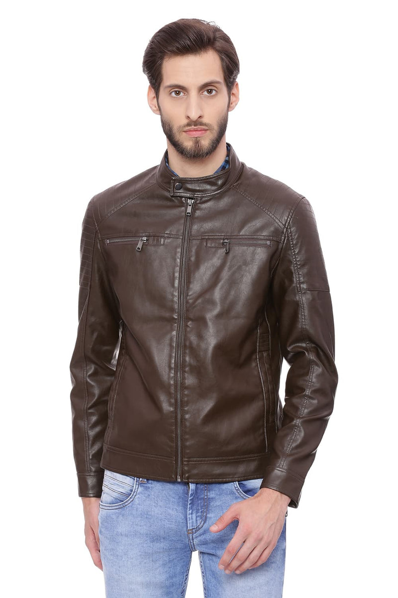 BASICS COMFORT FIT FAUX LEATHER JACKET