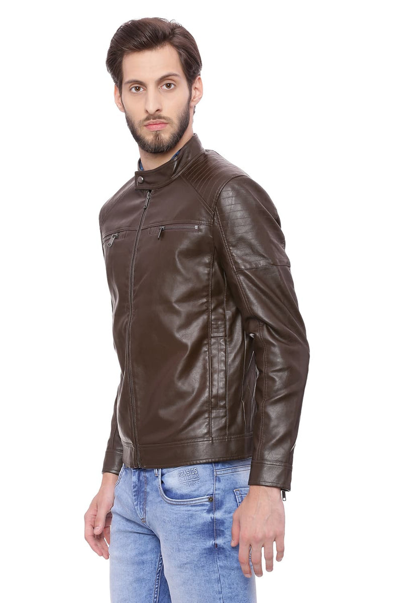 BASICS COMFORT FIT FAUX LEATHER JACKET