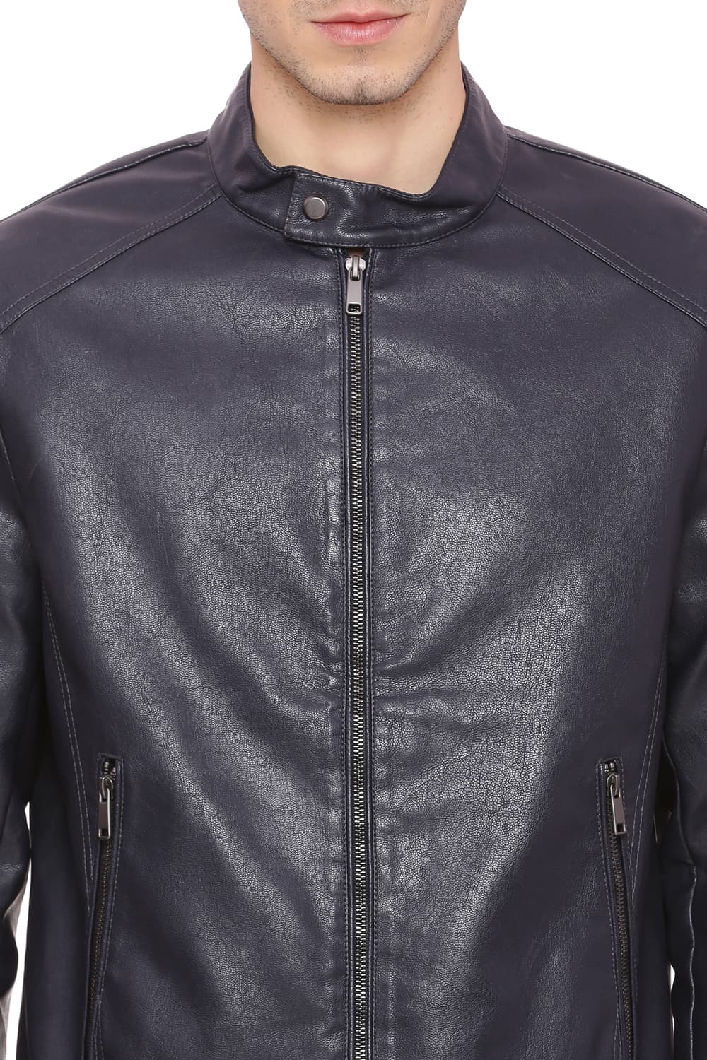 BASICS COMFORT FIT FAUX LEATHER JACKET