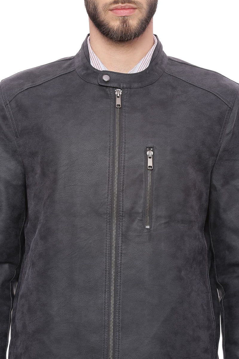 BASICS COMFORT FIT FAUX LEATHER JACKET