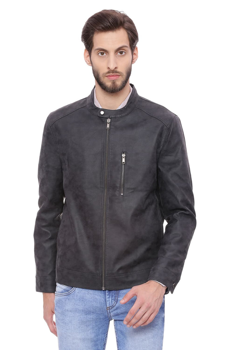 BASICS COMFORT FIT FAUX LEATHER JACKET