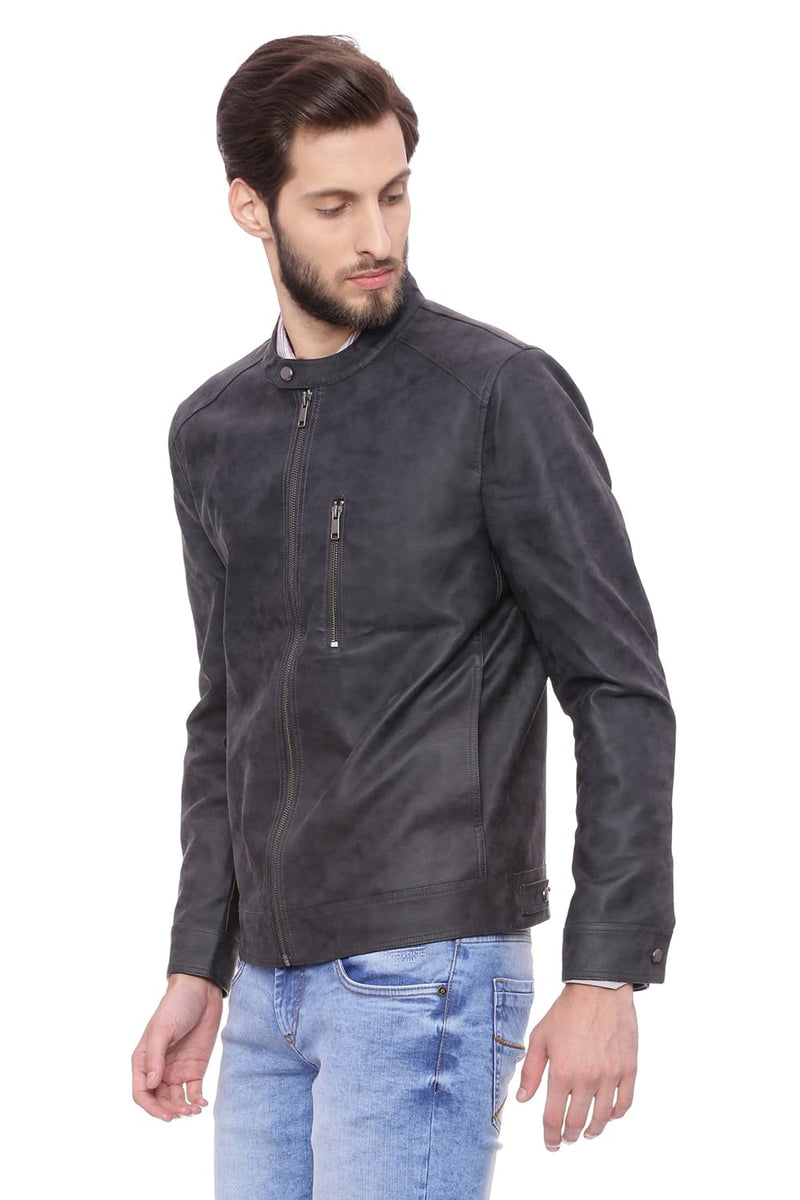 BASICS COMFORT FIT FAUX LEATHER JACKET