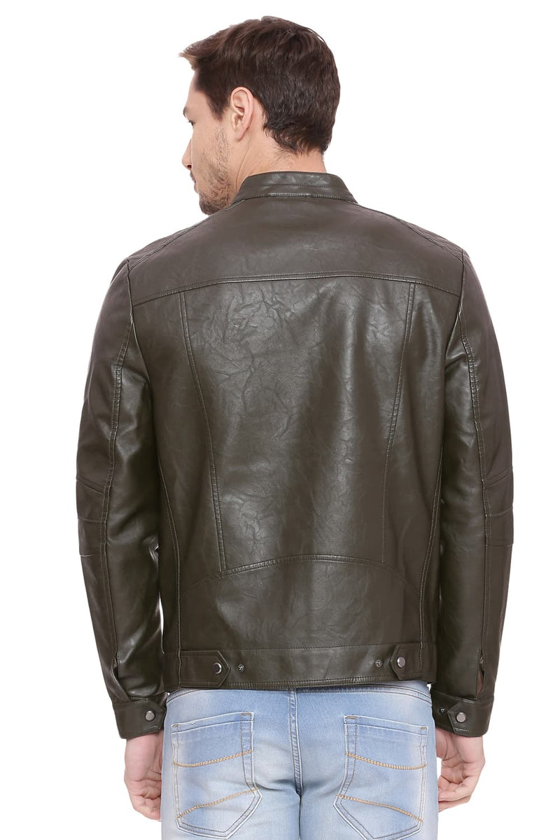 BASICS COMFORT FIT FAUX LEATHER JACKET