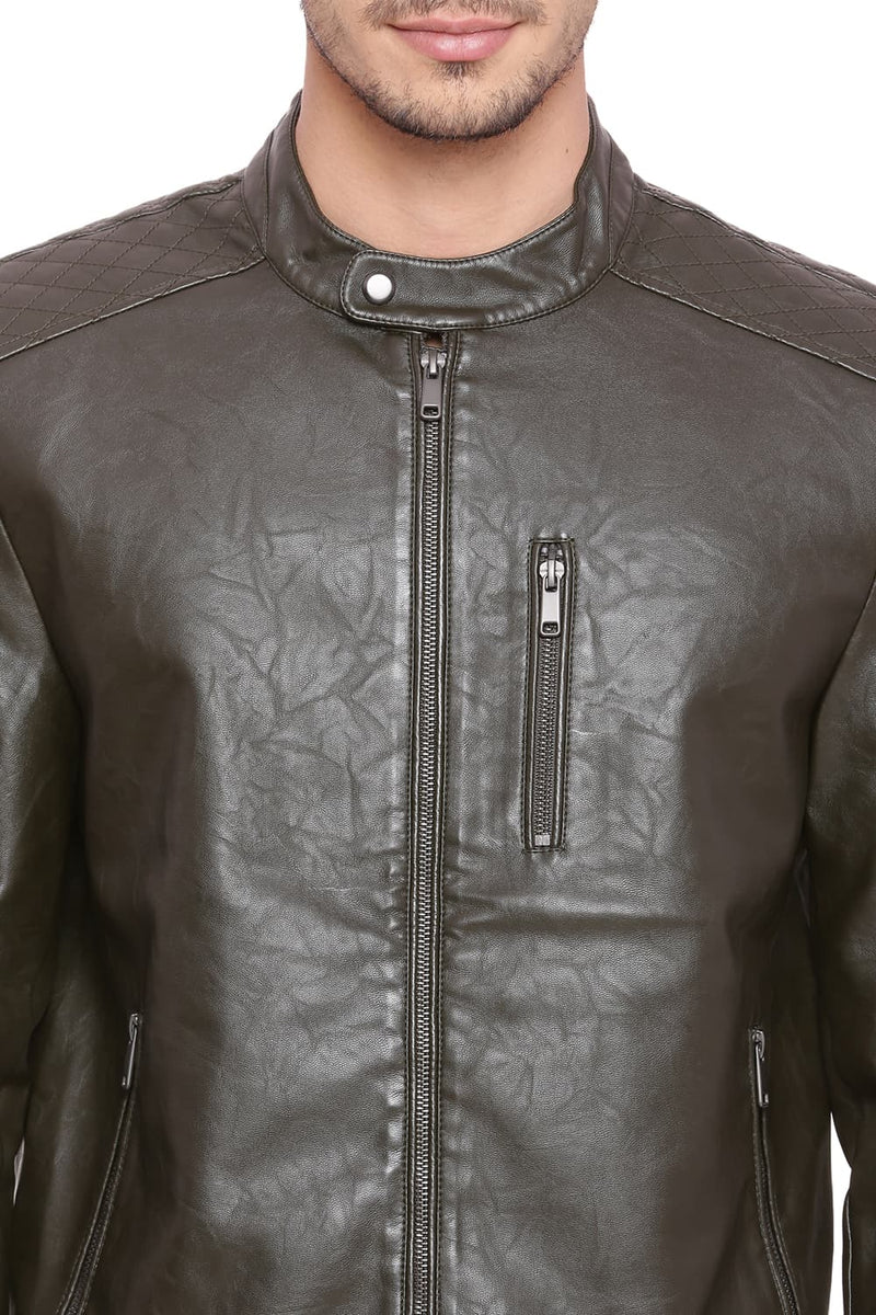 BASICS COMFORT FIT FAUX LEATHER JACKET