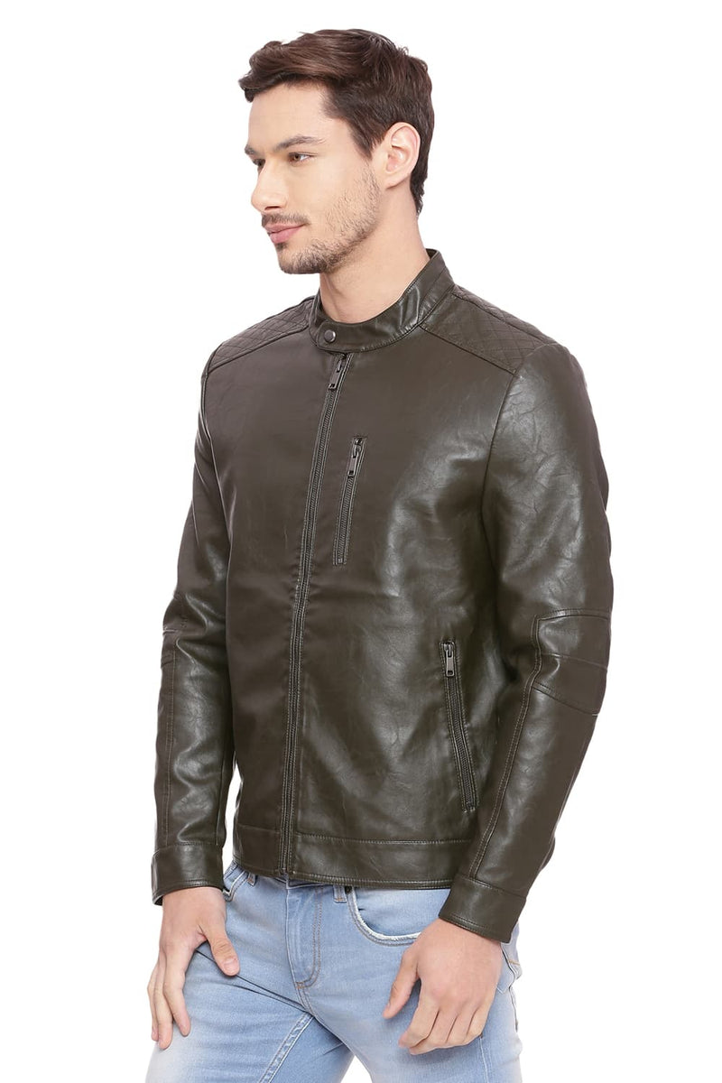 BASICS COMFORT FIT FAUX LEATHER JACKET