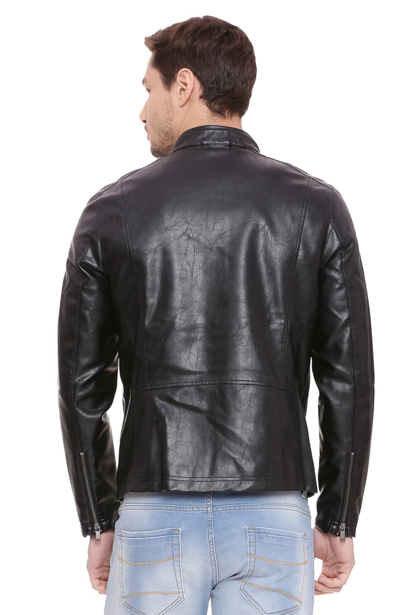 BASICS COMFORT FIT FAUX LEATHER JACKET