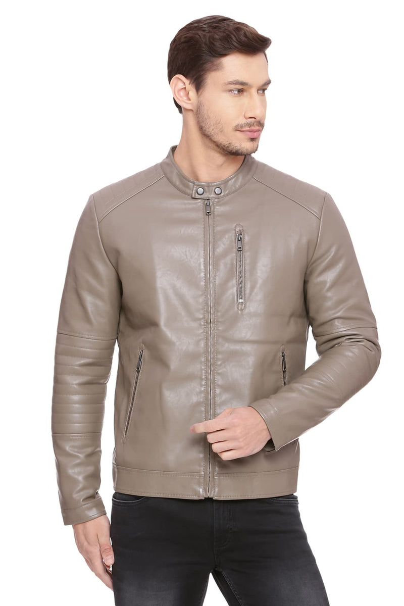 BASICS COMFORT FIT FAUX LEATHER JACKET