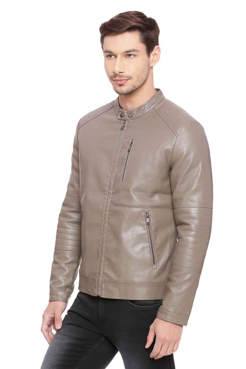 BASICS COMFORT FIT FAUX LEATHER JACKET