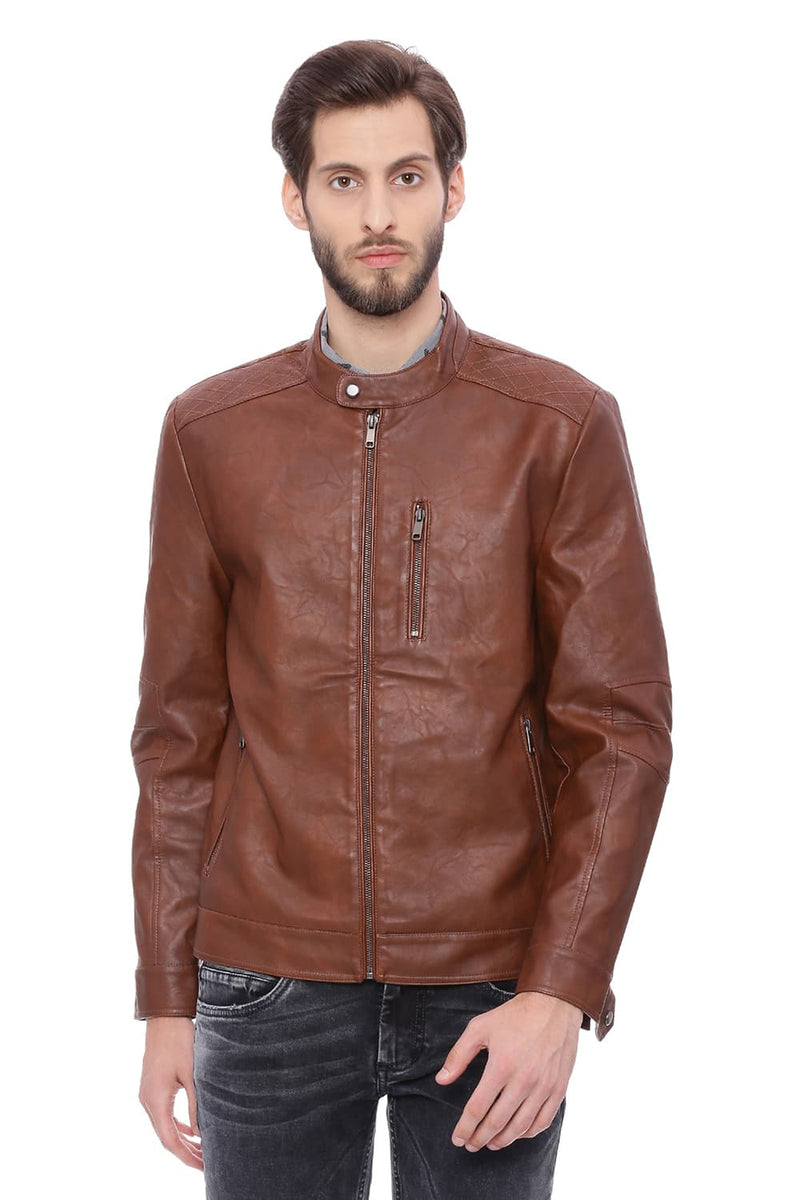 BASICS COMFORT FIT FAUX LEATHER JACKET