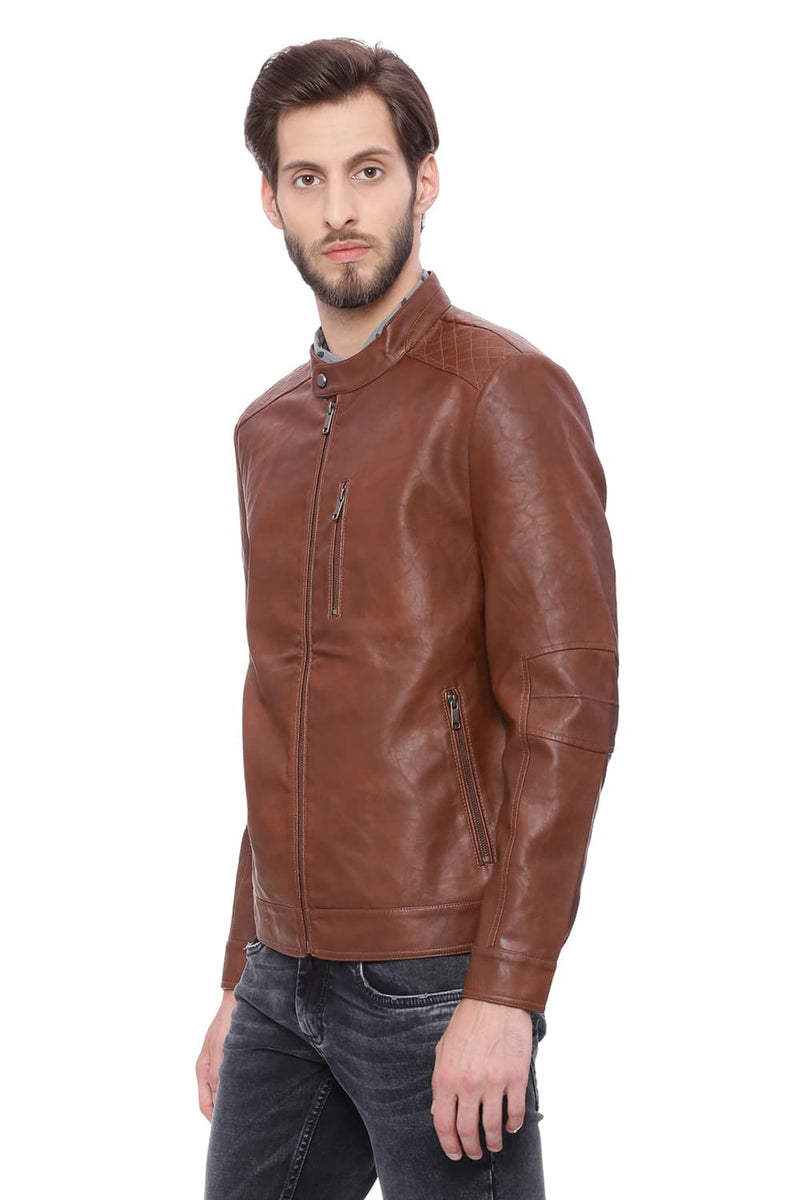 BASICS COMFORT FIT FAUX LEATHER JACKET