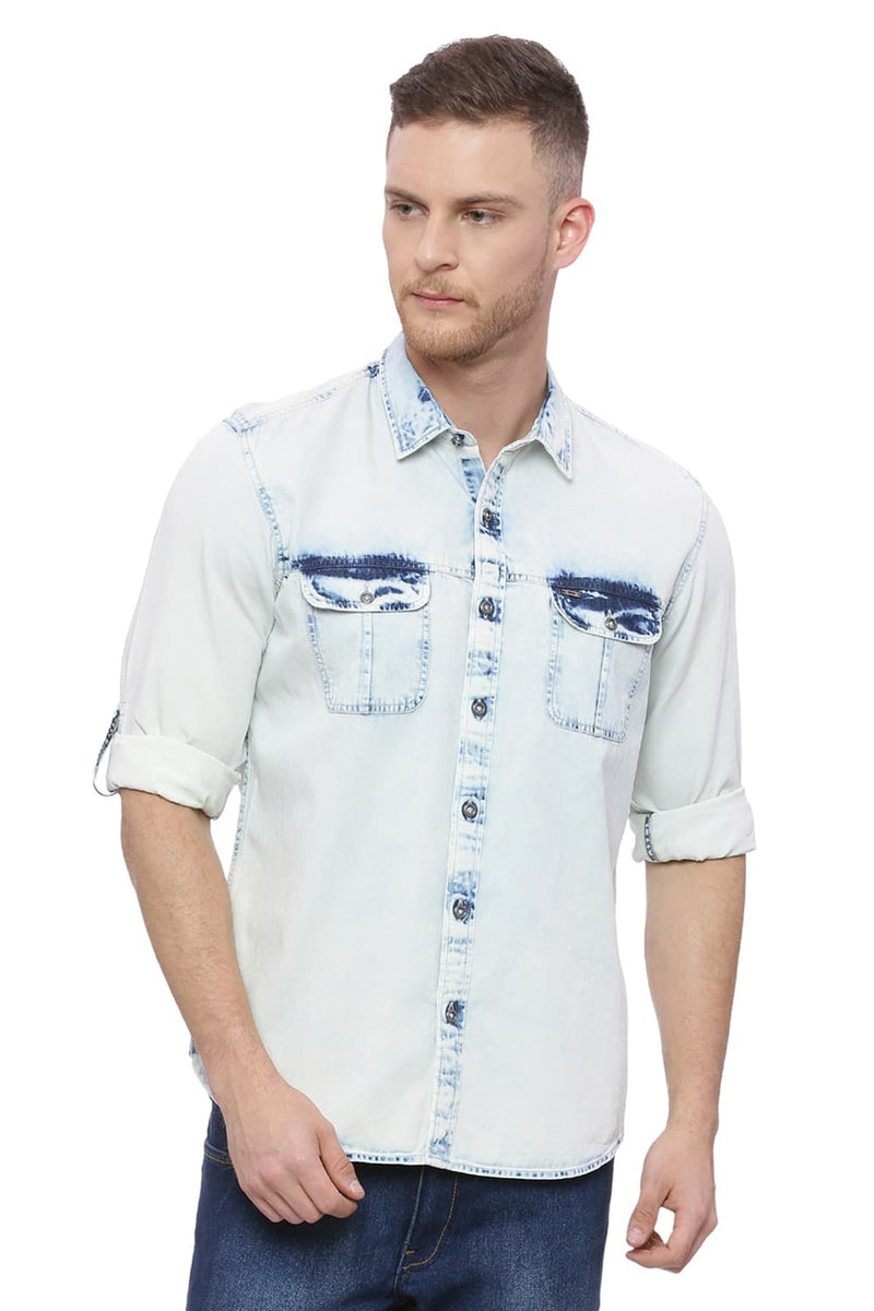 BASICS SLIM FIT INDIGO SHIRT