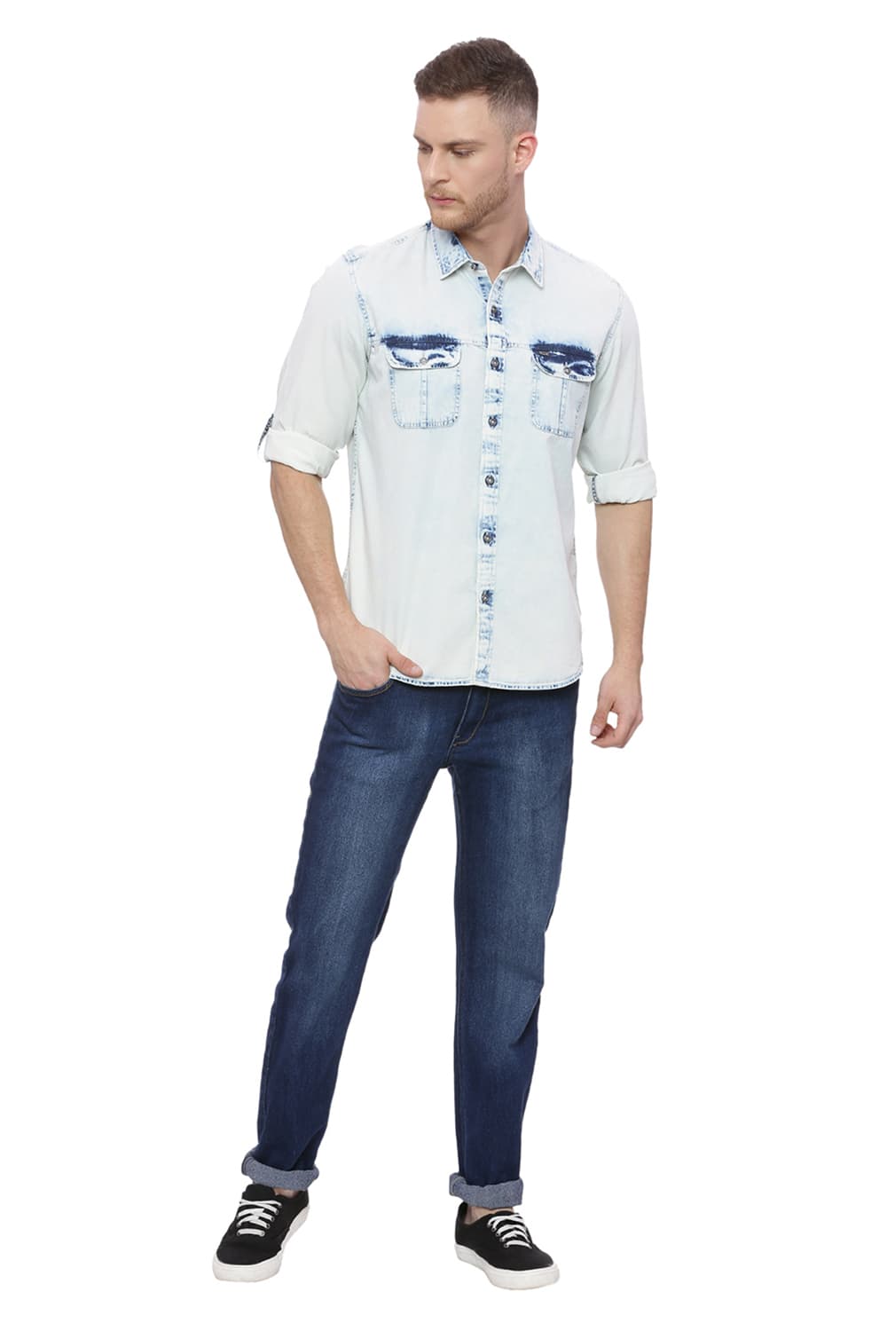 BASICS SLIM FIT INDIGO SHIRT