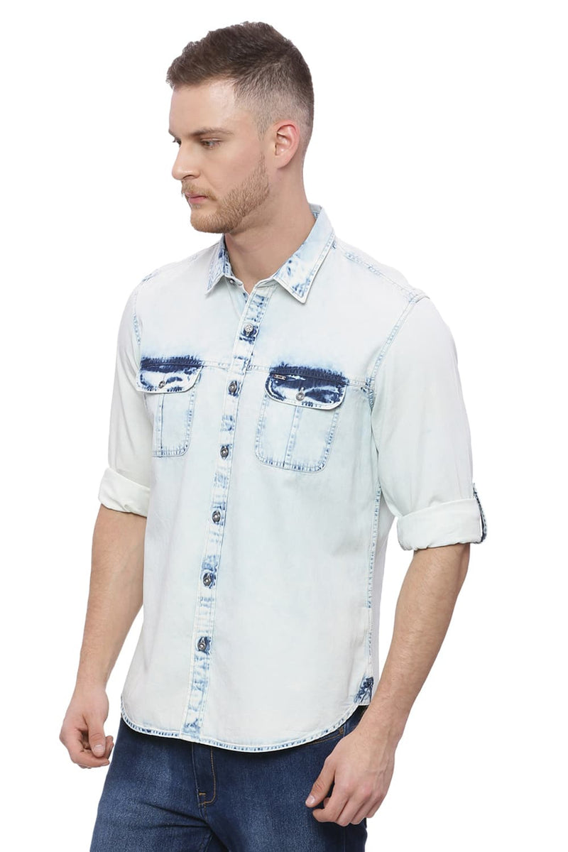 BASICS SLIM FIT INDIGO SHIRT