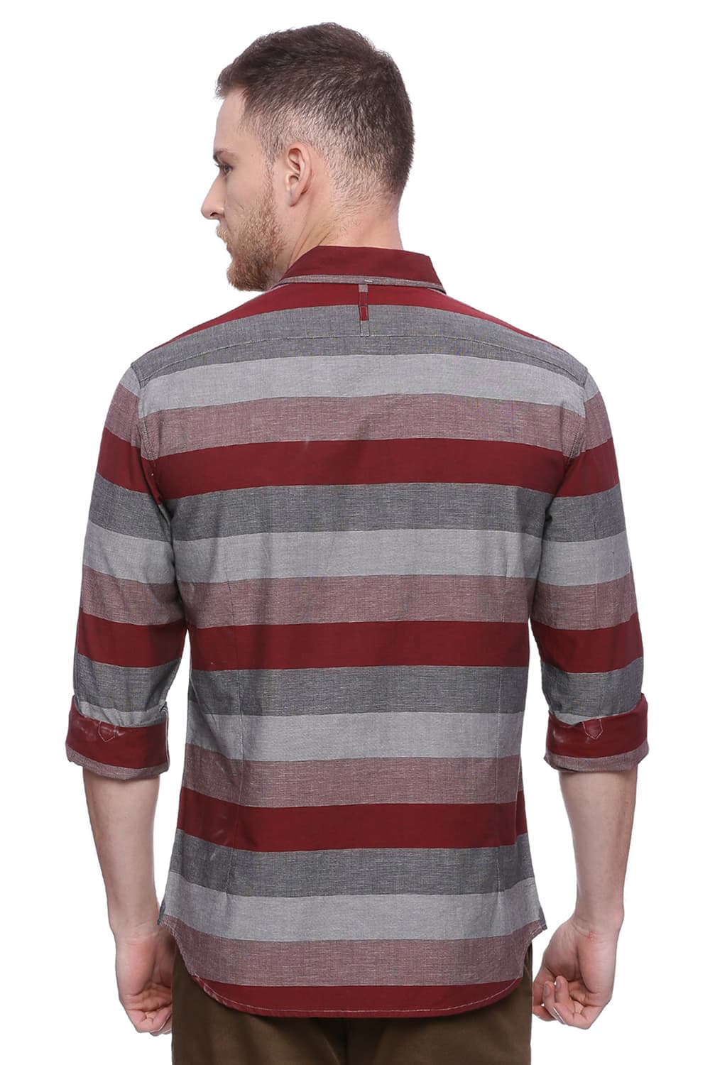 BASICS SLIM FIT WEFT STRIPES SHIRT