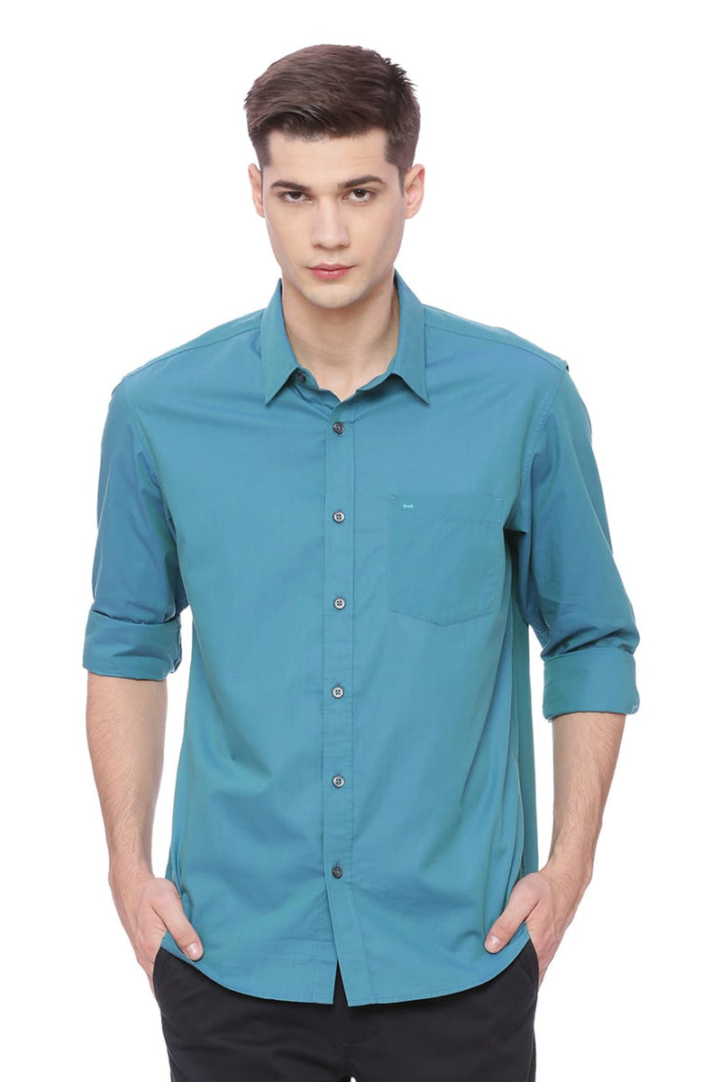 BASICS SLIM FIT CHAMBRAY SHIRT