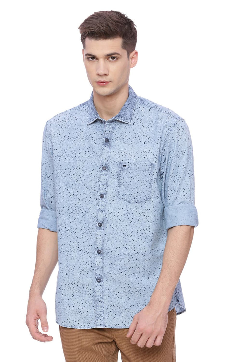 BASICS SLIM FIT PRINTED SHIRT