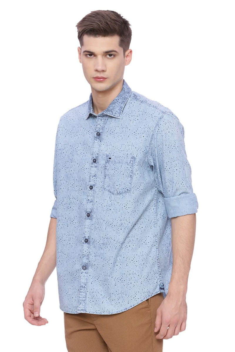 BASICS SLIM FIT PRINTED SHIRT