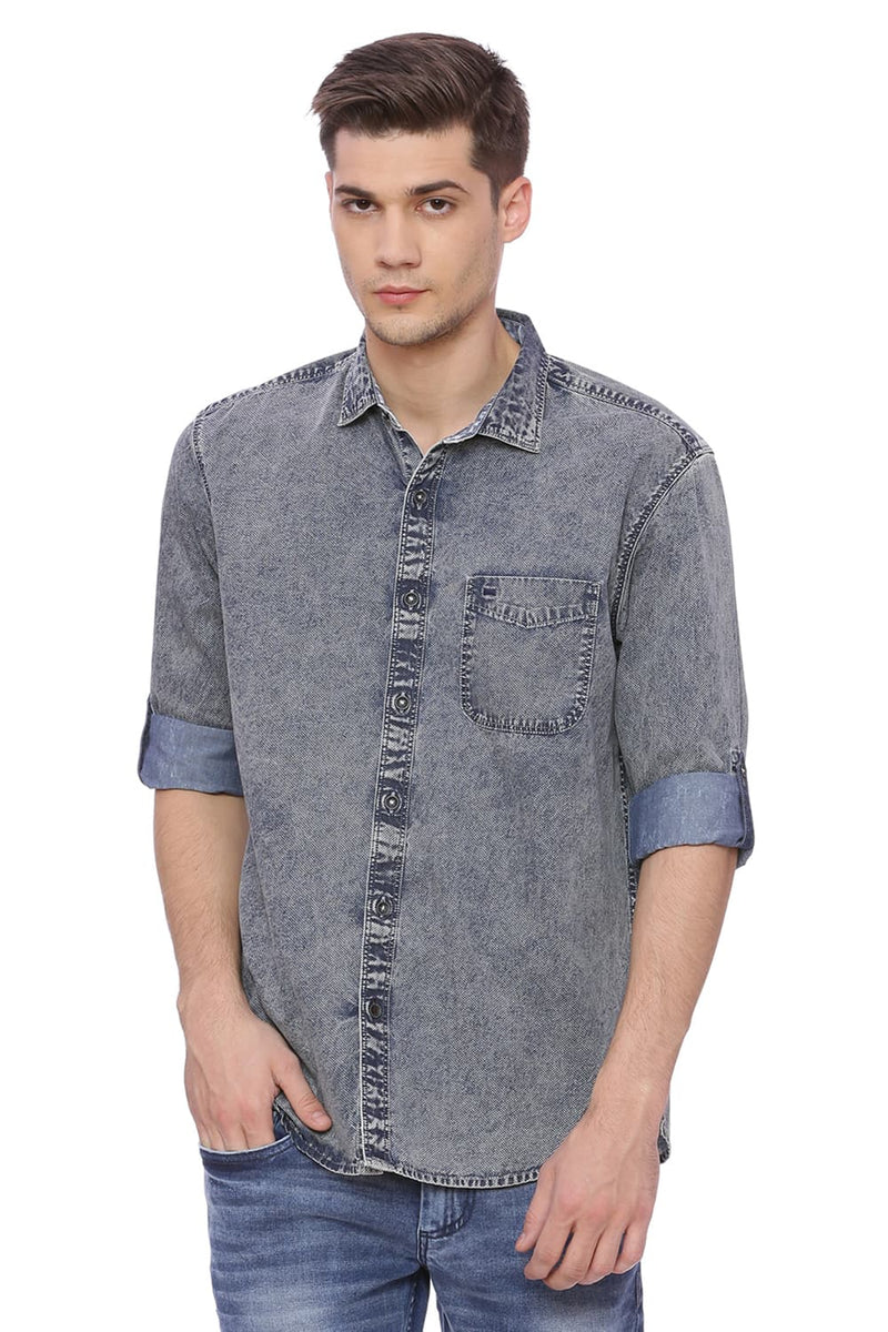 BASICS SLIM FIT PRINTED SHIRT