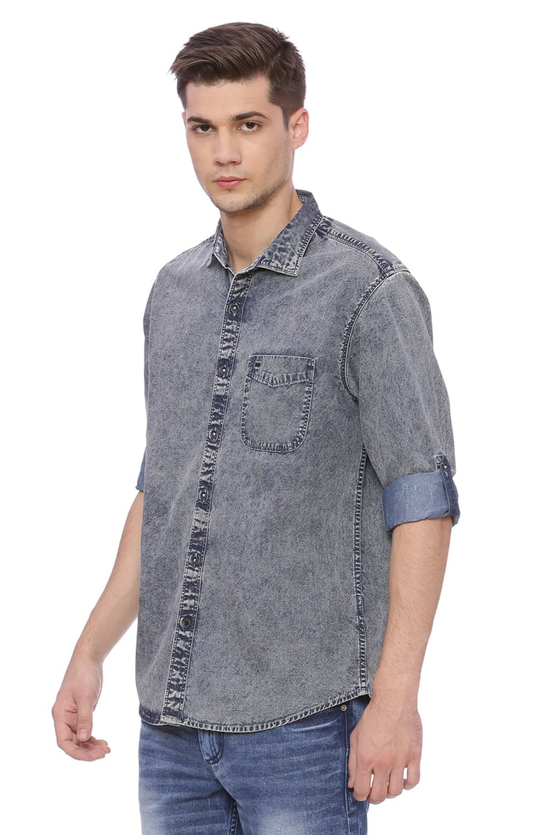 BASICS SLIM FIT PRINTED SHIRT