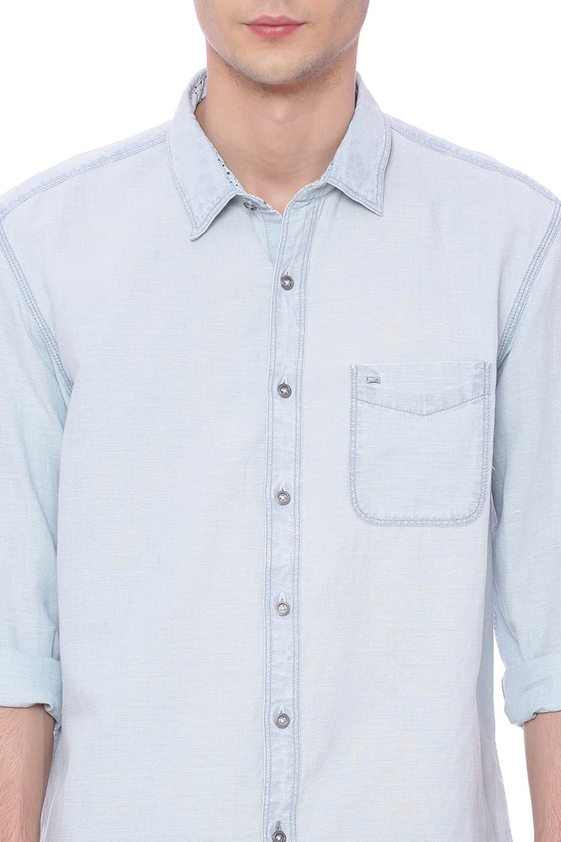 BASICS SLIM FIT INDIGO SHIRT