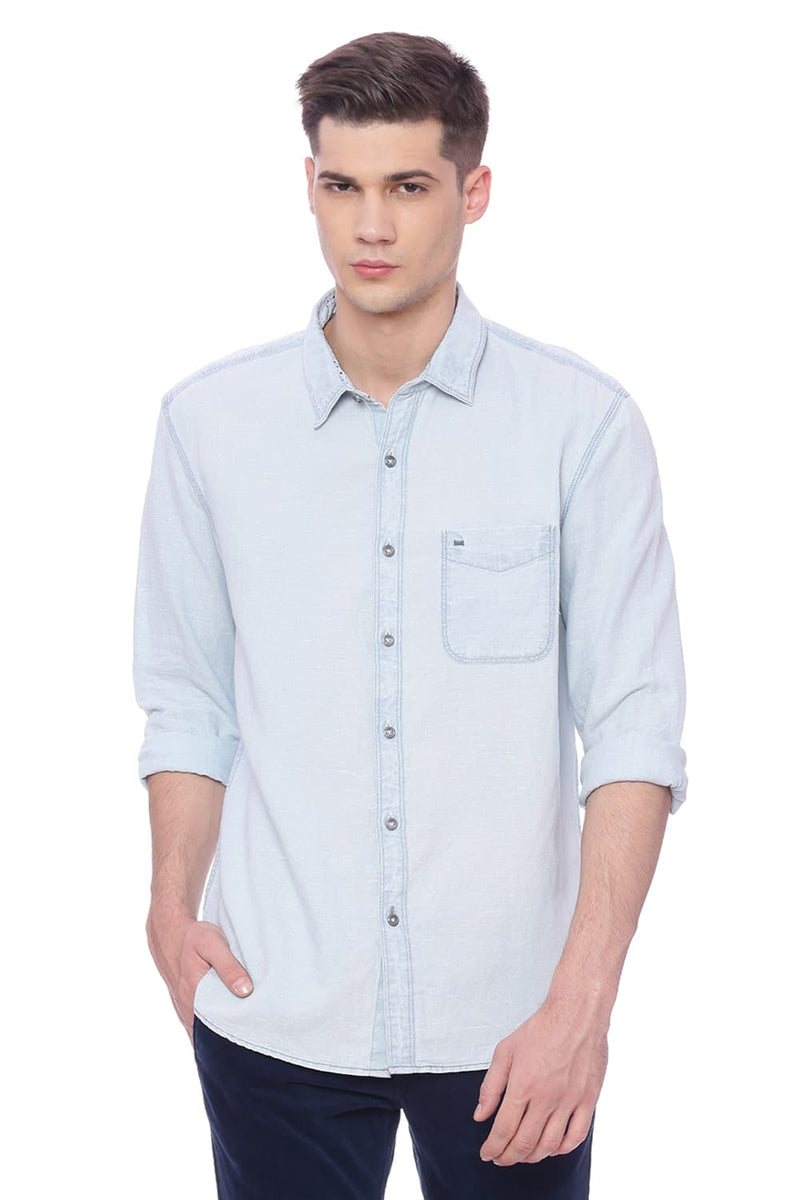 BASICS SLIM FIT INDIGO SHIRT