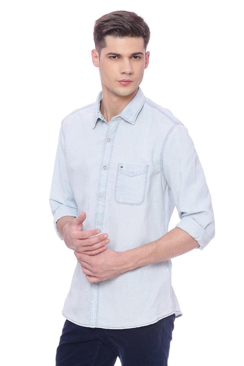 BASICS SLIM FIT INDIGO SHIRT