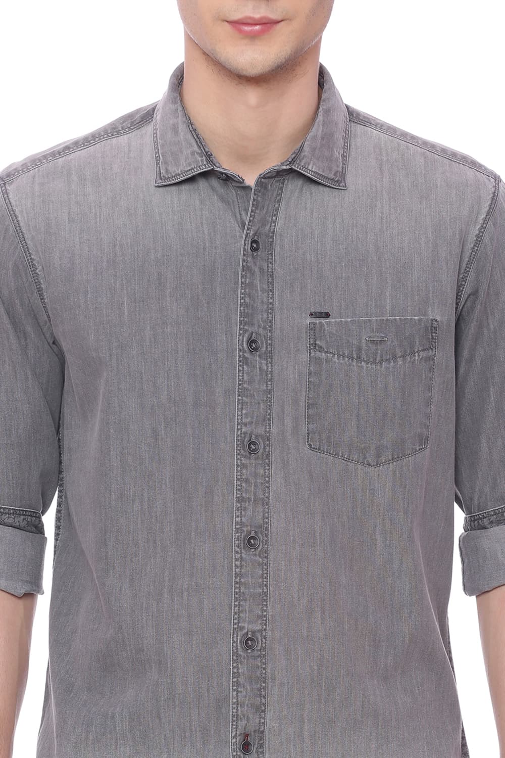 BASICS SLIM FIT DENIM SHIRT