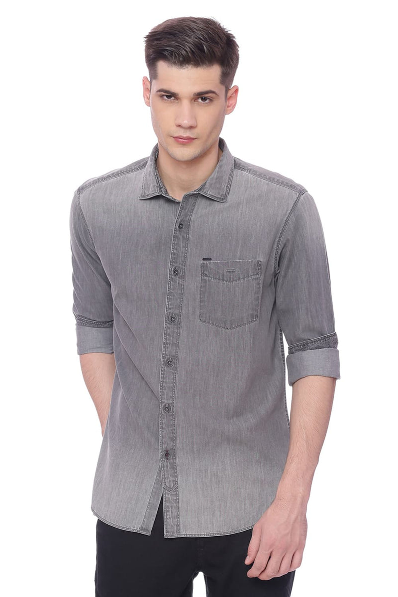 BASICS SLIM FIT DENIM SHIRT