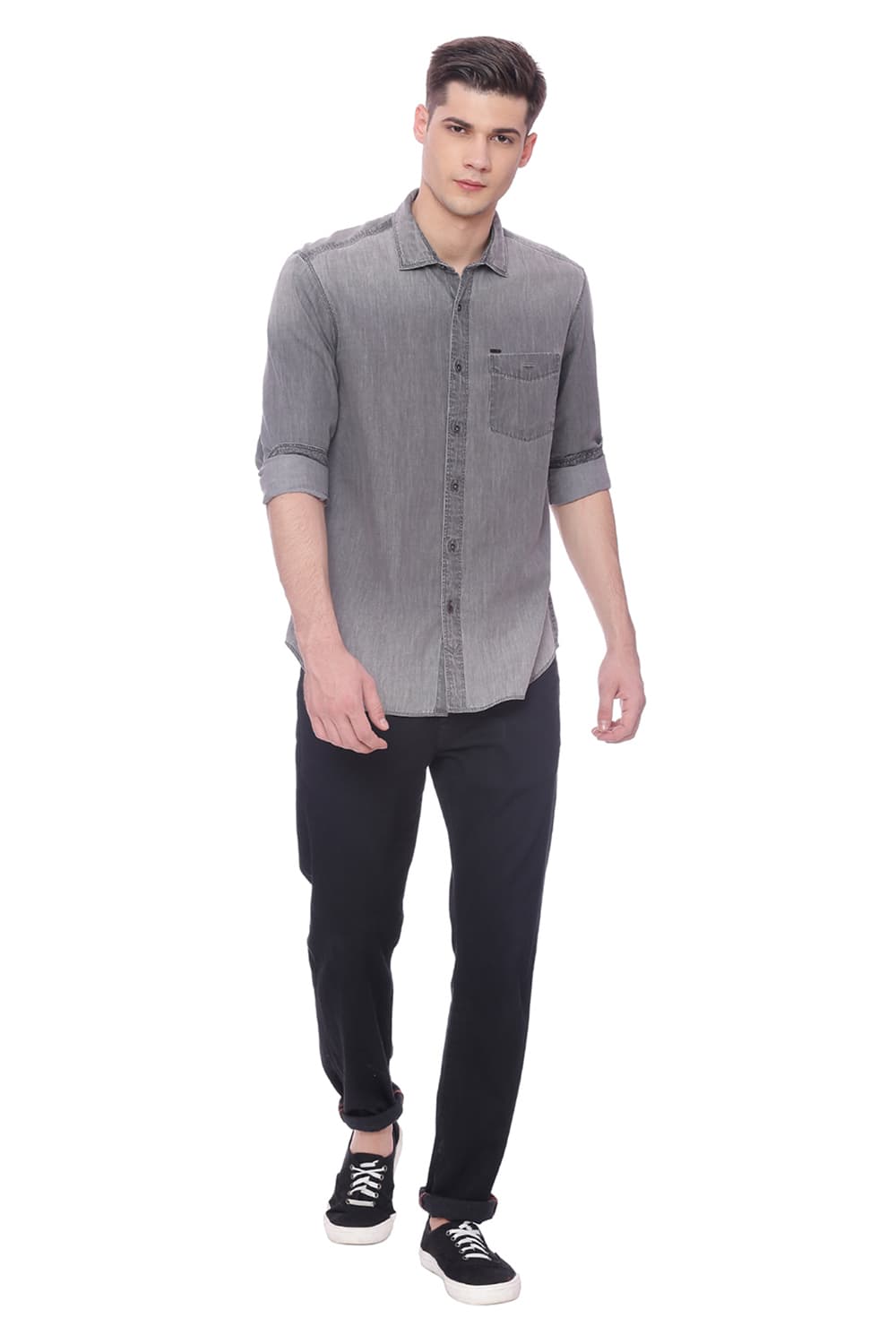 BASICS SLIM FIT DENIM SHIRT