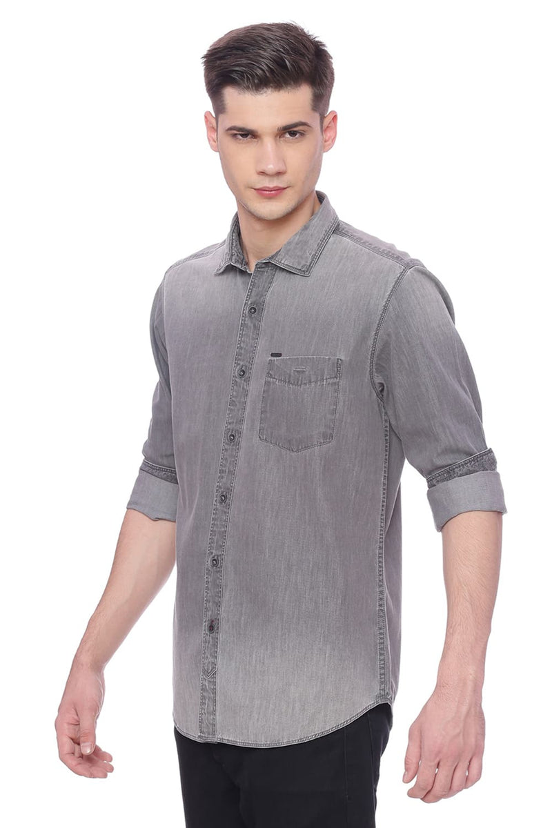 BASICS SLIM FIT DENIM SHIRT