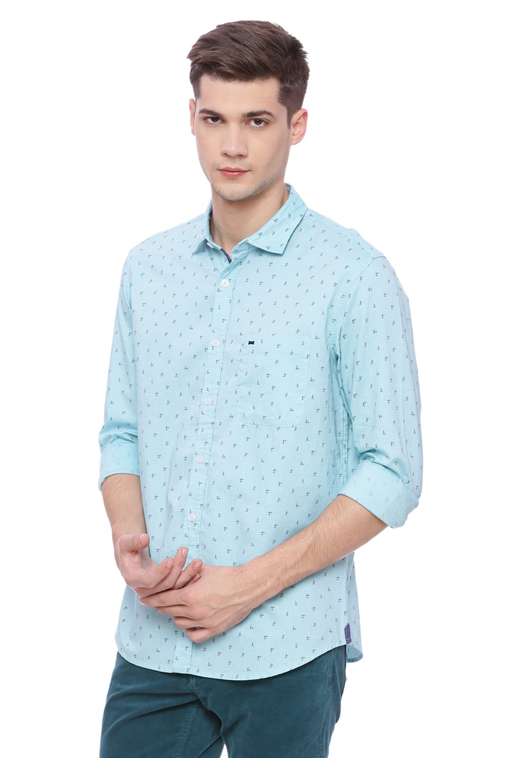 BASICS SLIM FIT PRINTED SHIRT