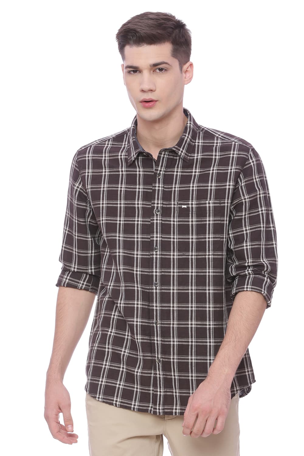 BASICS SLIM FIT CHECKS SHIRT